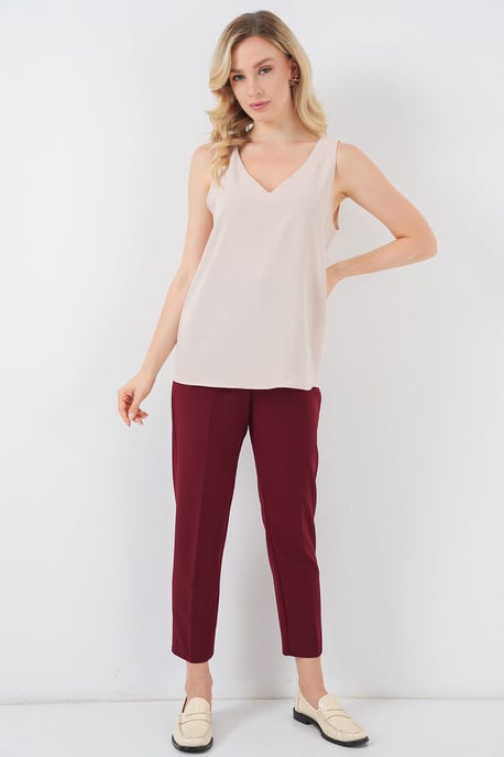 Texturierte ärmellose Bluse mit V-Ausschnitt - Image 3