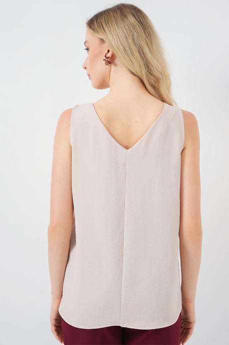 Texturierte ärmellose Bluse mit V-Ausschnitt - Image 6