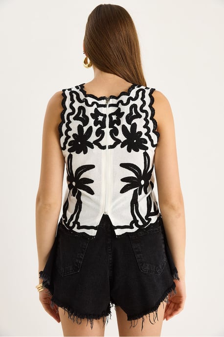 Abstract bestickte Bluse mit Rundhalsausschnitt - Image 6
