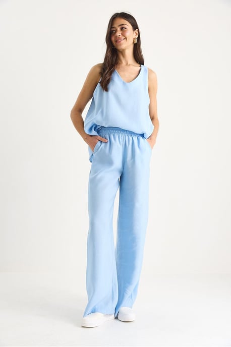 V-Ausschnitt Baumwollbluse-Hosen Zweiteiliges Set - Image 4