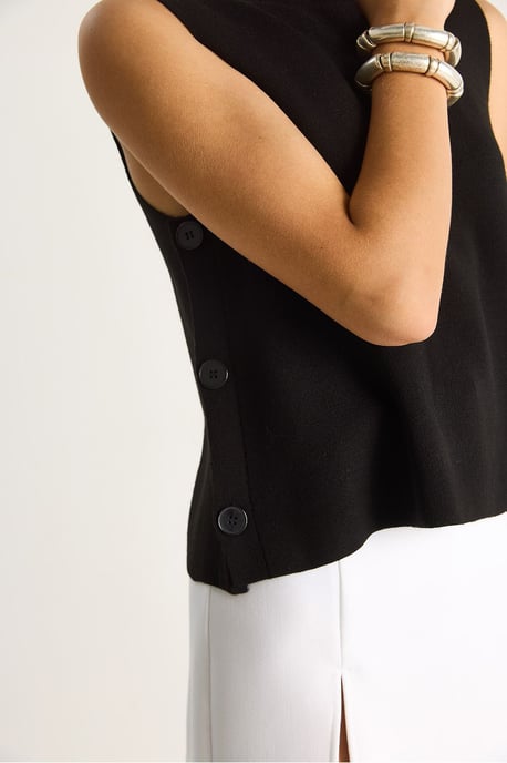 Knopf Detail Strickbluse - Image 5