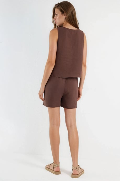 Ärmelloses Musselin-Blusenset mit Shorts - Image 4