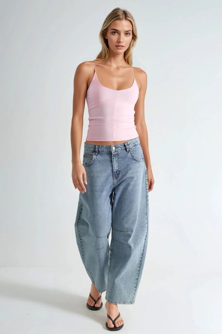 Schmal geschnittene gerippte V-Ausschnitt-Bluse - Image 3