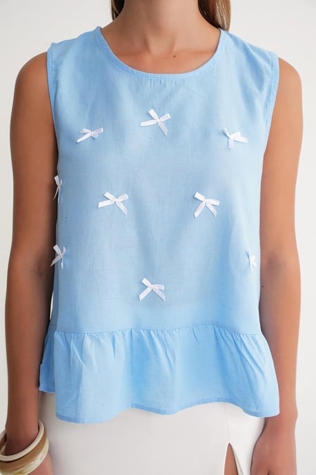 Bluse mit Rundhals und Schleifendetail - Image 3