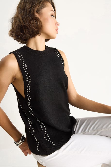 Strukturierte Strickbluse mit Rundhalsausschnitt - Image 3