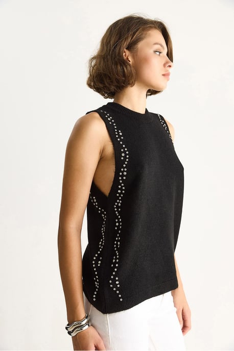 Strukturierte Strickbluse mit Rundhalsausschnitt - Image 5