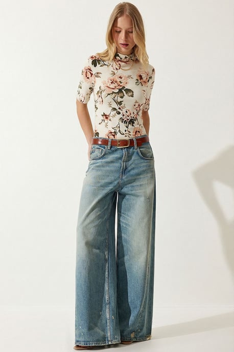 Bluse mit floralem Muster und halb hochgeschlossenem Kragen - Image 2