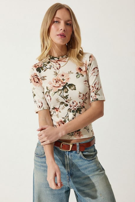 Bluse mit floralem Muster und halb hochgeschlossenem Kragen - Image 3