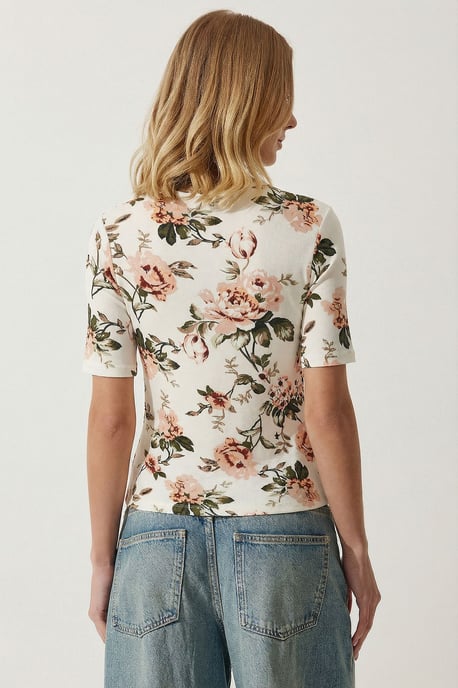 Bluse mit floralem Muster und halb hochgeschlossenem Kragen - Image 5