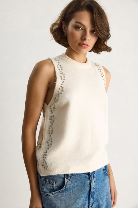 Strukturierte Strick-Bluse mit Rundhals - Image 3