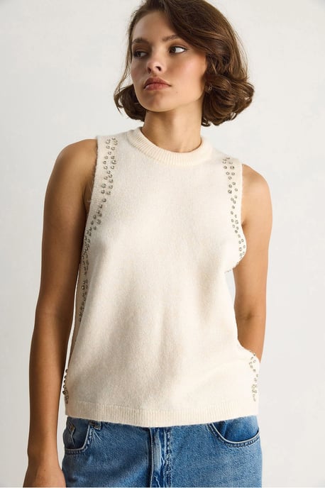 Strukturierte Strick-Bluse mit Rundhals - Image 4