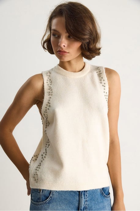 Strukturierte Strick-Bluse mit Rundhals - Image 6
