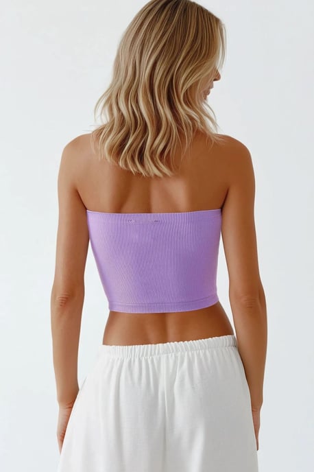 Schlanker, tailloser, gerippter Crop-Top - Image 2