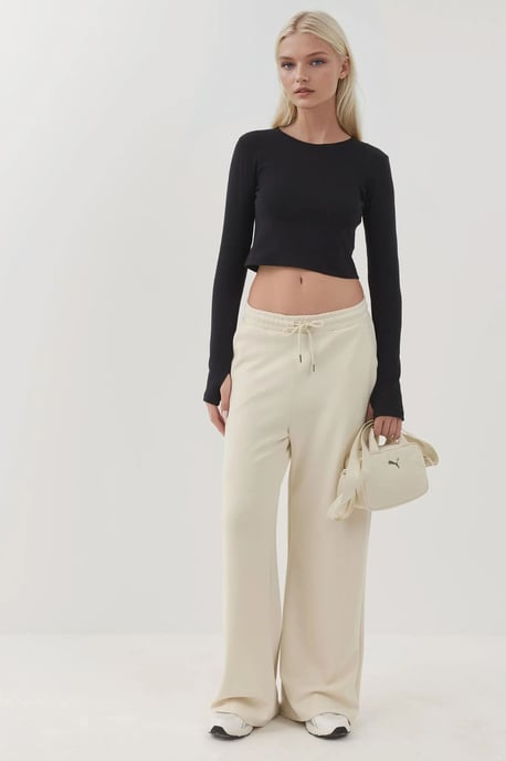 Elastisches Rundhals Langarm-Crop-Top - Image 4