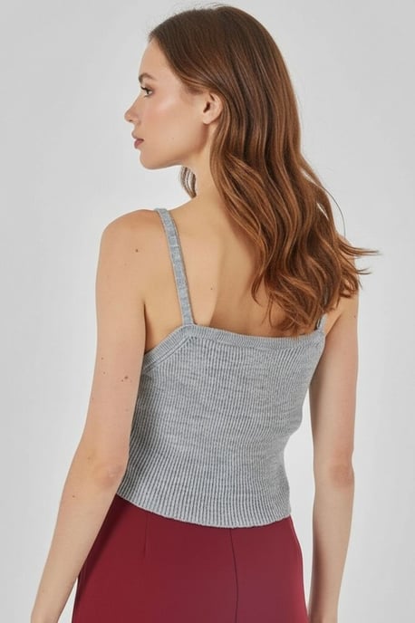 Quadratischer Kragen Rippstrick Crop-Top - Image 3
