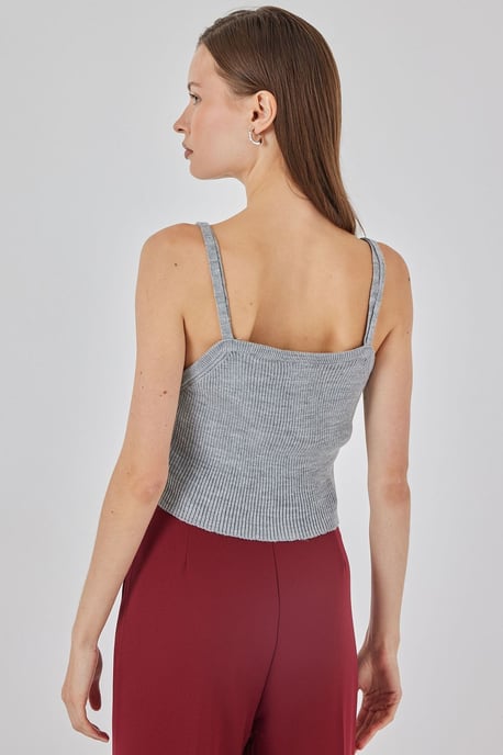 Quadratischer Kragen Rippstrick Crop-Top - Image 6