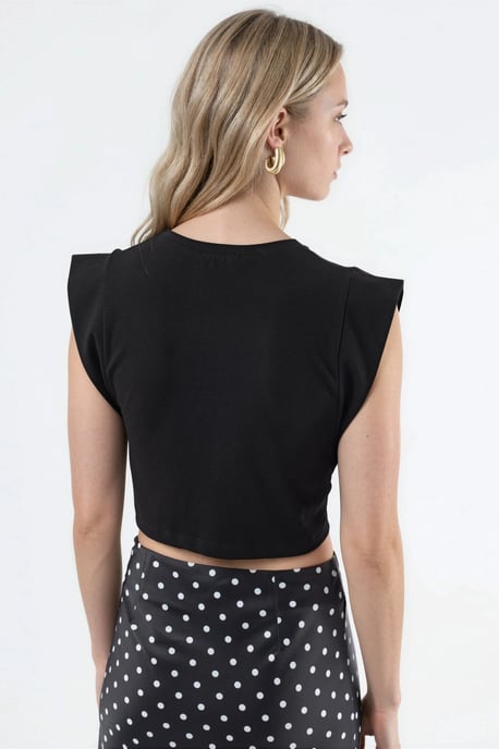 Ärmelloses Crop-Top aus Baumwollmischung mit Rundhalsausschnitt - Image 3