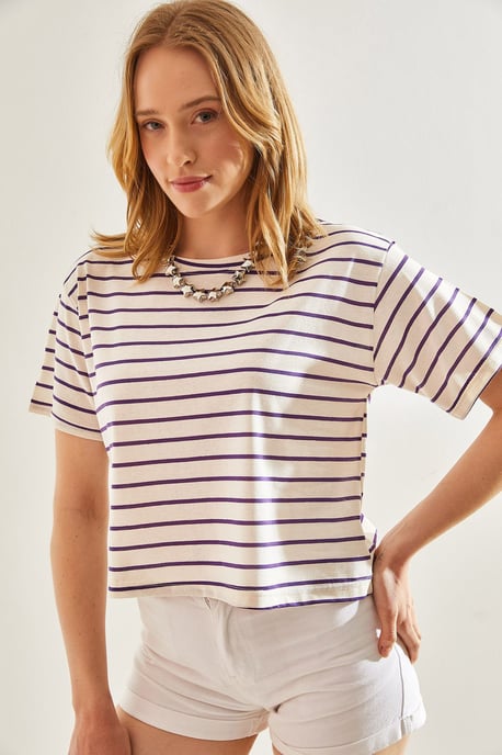 Gestreiftes Boxy Cropped Top - Image 2