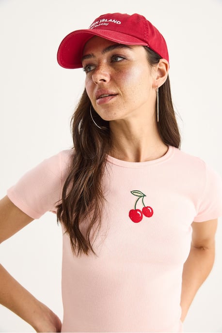 Besticktes geripptes Croptop - Image 3