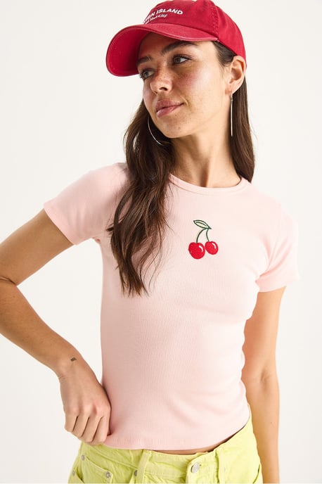 Besticktes geripptes Croptop - Image 5