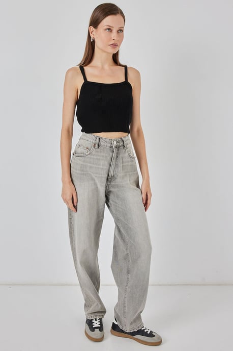 Quadratischer Kragen Rippstrick Crop-Top - Image 2