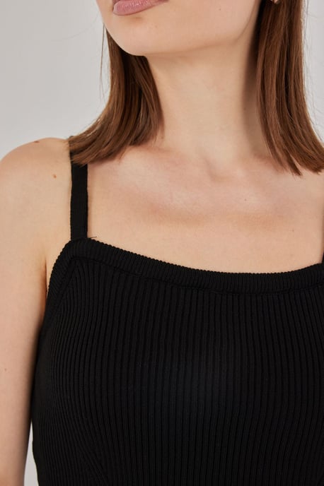 Quadratischer Kragen Rippstrick Crop-Top - Image 5