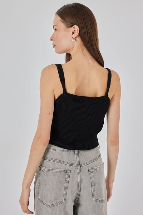 Quadratischer Kragen Rippstrick Crop-Top - Image 6