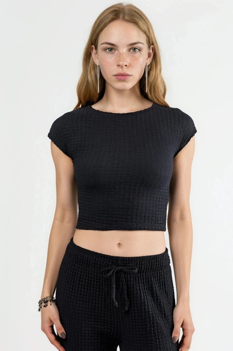 Enganliegendes strukturiertes Rippen-Crop-Top - Image 5