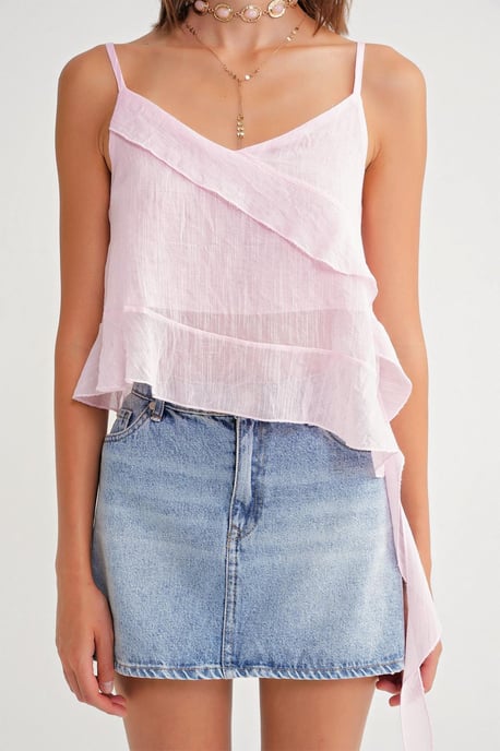 Rüschentexturiertes V-Ausschnitt Crop-Top - Image 6