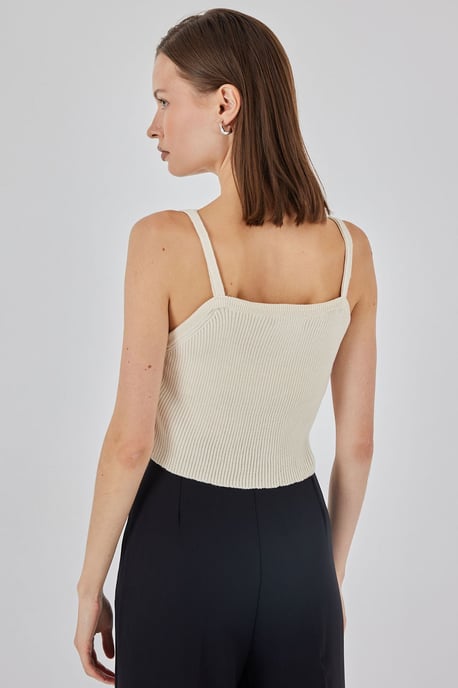 Quadratischer Kragen Rippstrick Crop-Top - Image 6