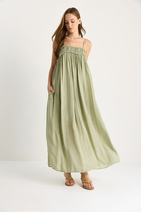 Besticktes Maxi-Kleid mit quadratischem Kragen - Image 2