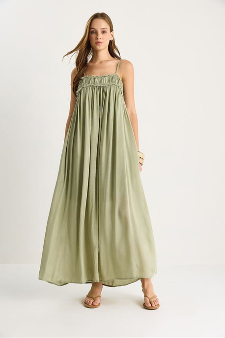 Besticktes Maxi-Kleid mit quadratischem Kragen - Image 3