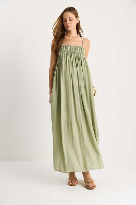 Besticktes Maxi-Kleid mit quadratischem Kragen - Image 4