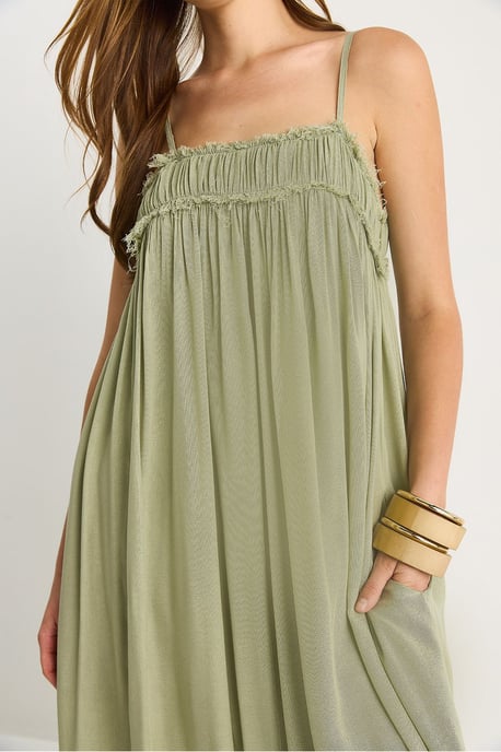 Besticktes Maxi-Kleid mit quadratischem Kragen - Image 5