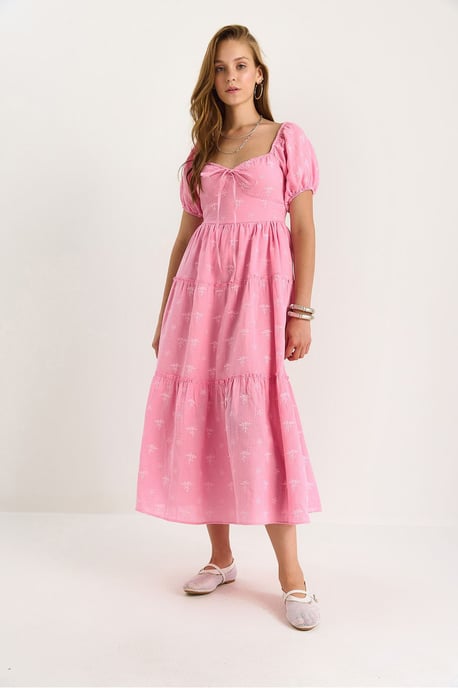Gesticktes Herzkragen-Maxikleid - Image 2
