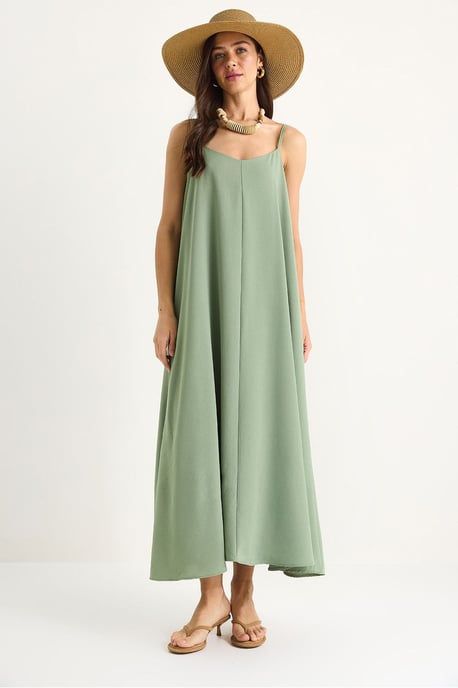 Maxi V-Ausschnitt Kleid - Image 1