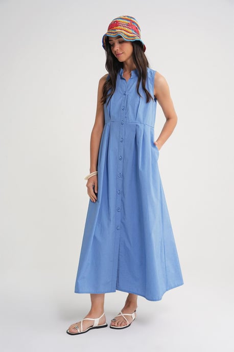 Knopfbug Tippet-Kragen Maxikleid - Image 2