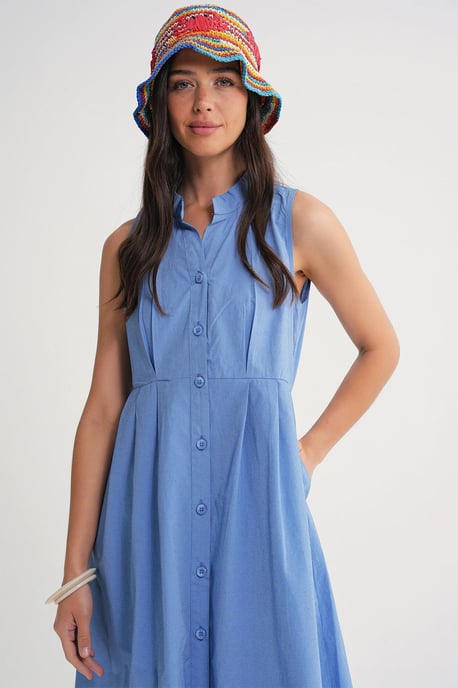 Knopfbug Tippet-Kragen Maxikleid - Image 3
