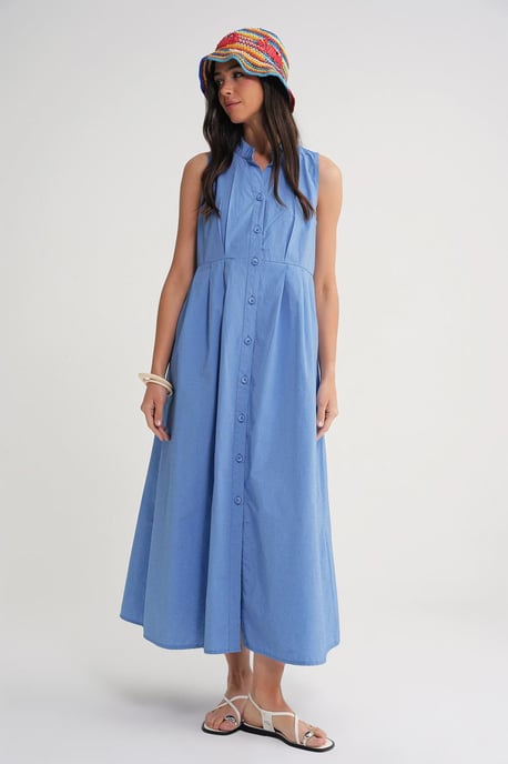 Knopfbug Tippet-Kragen Maxikleid - Image 4