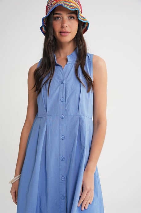 Knopfbug Tippet-Kragen Maxikleid - Image 5