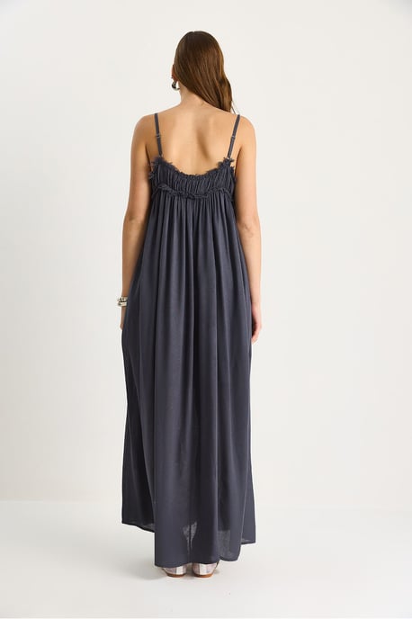 Gesticktes Maxi-Kleid mit quadratischem Kragen - Image 6