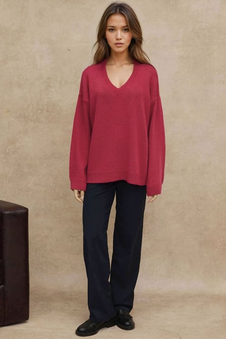 Dicker Strick-V-Ausschnitt-Pullover - Image 5