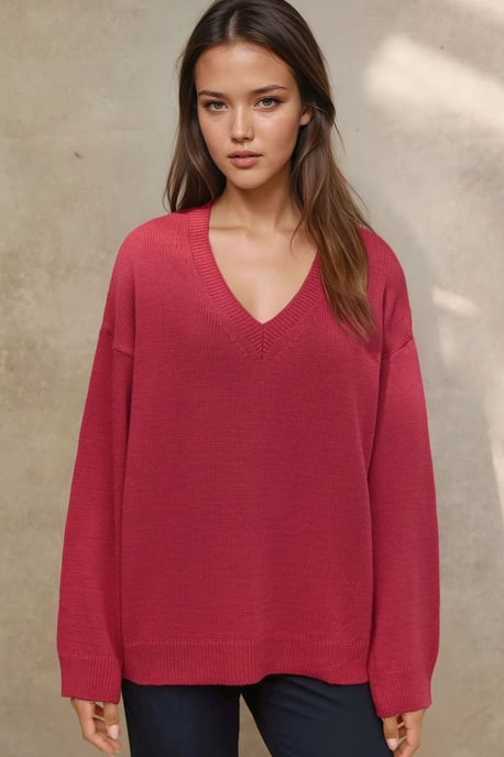 Dicker Strick-V-Ausschnitt-Pullover - Image 6