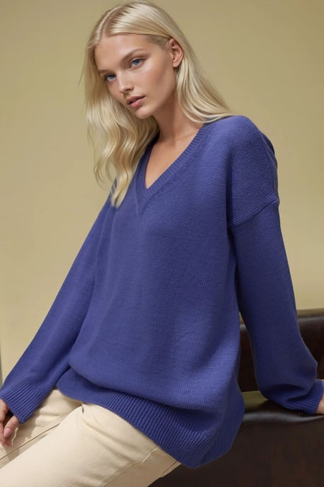 Dicker Strick-V-Ausschnitt-Pullover - Image 2
