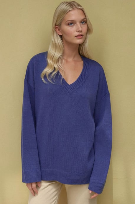 Dicker Strick-V-Ausschnitt-Pullover - Image 6