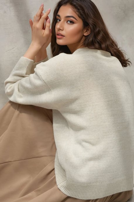 Dicker Strick-V-Ausschnitt-Pullover - Image 3