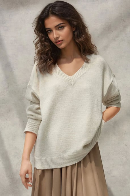 Dicker Strick-V-Ausschnitt-Pullover - Image 4
