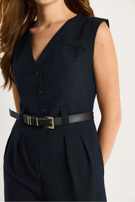 V-Ausschnitt Jumpsuit mit weitem Bein und Schleifendetail - Image 5