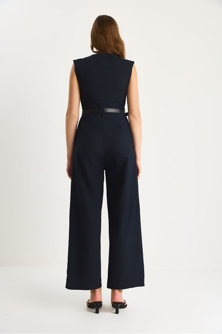 V-Ausschnitt Jumpsuit mit weitem Bein und Schleifendetail - Image 6