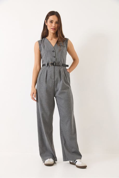 V-Ausschnitt Jumpsuit mit weitem Bein und Schleifendetail - Image 4